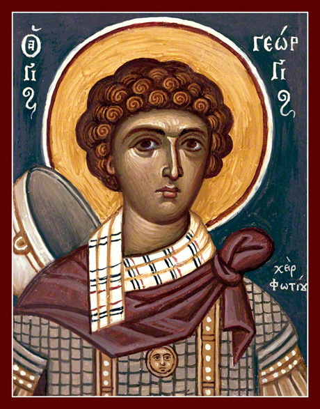 A 155 St George Bust Icon by Kontoglou