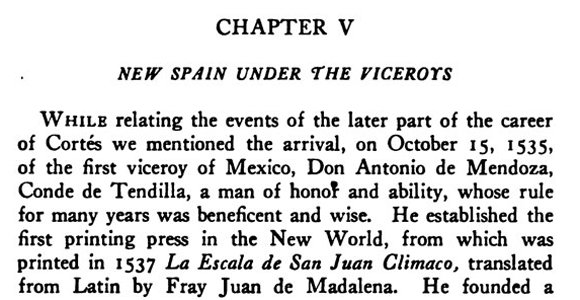 Extract from the book Central America and Mexico by Fortier and Ficklen that states that the Ladder of Divine Ascent was the First Book Printed in the New World