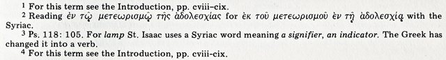 Photo of first four footnotes to Homily 1 of first edition of the Ascetical Homilies