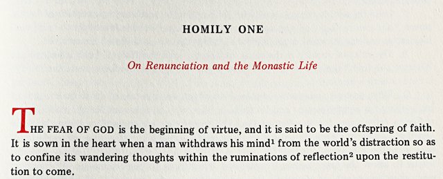 Photo of beginning of Homily One in the First edition of The Ascetical Homilies of Saint Isaac the Syrian